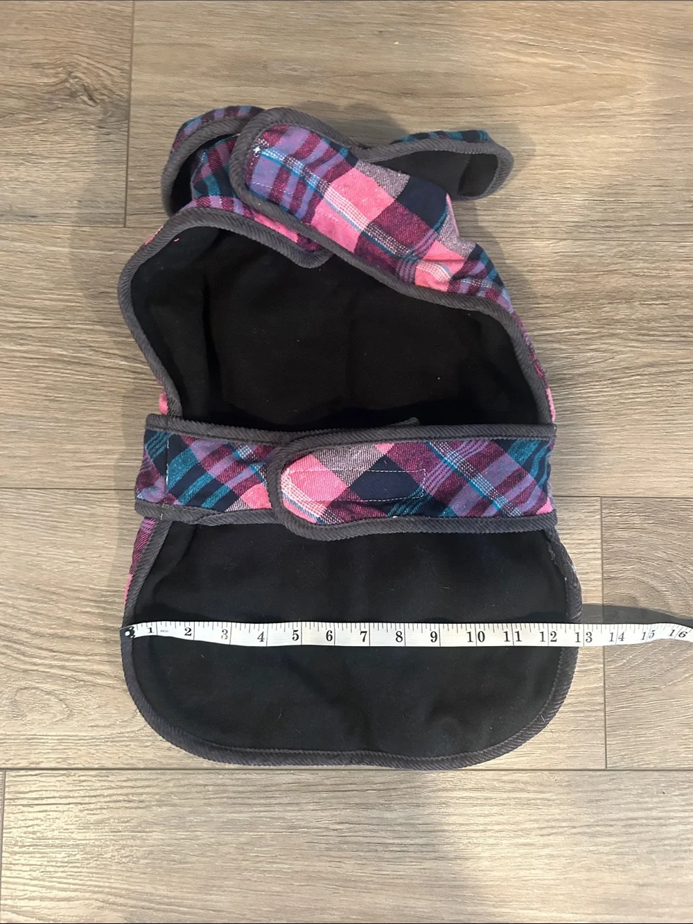 Cozy Plaid‎ Dog Jacket in Pink and Blue Size L